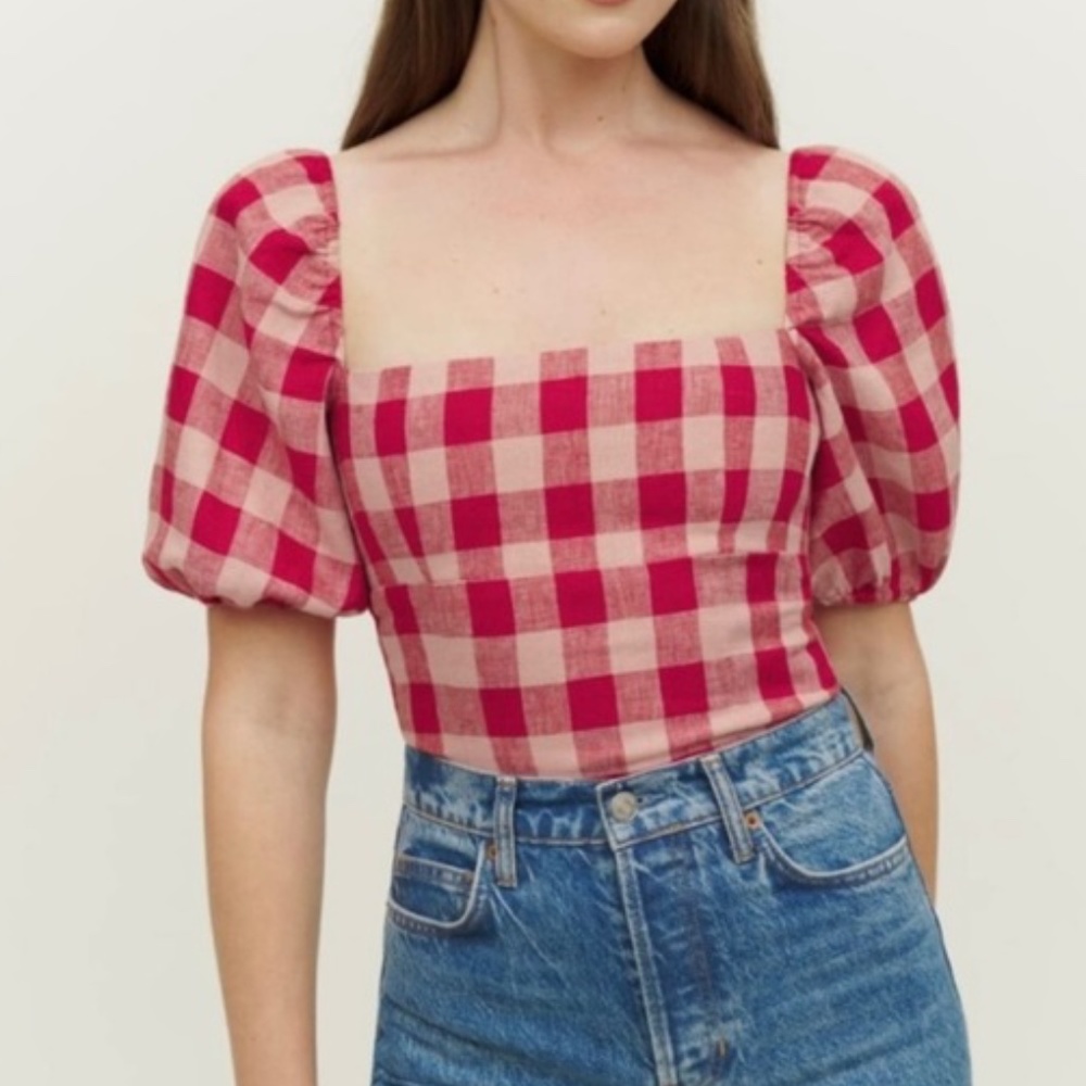 Reformation Arancini Linen Top in Conch